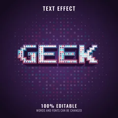 Fotobehang colorful geek halftone retro pixel text effect © didik