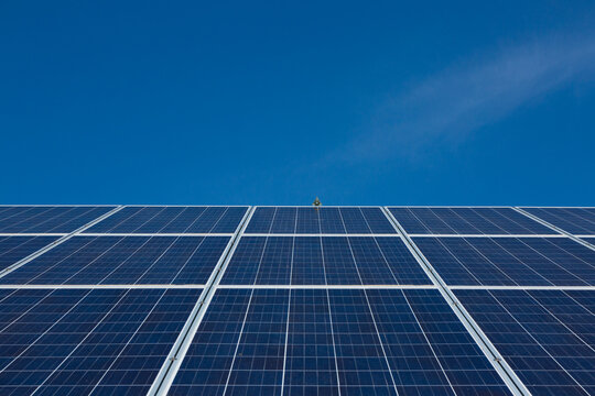 Solar panels with blue sky