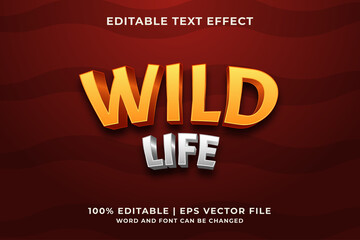 Wild Life Text Effect Premium Vector