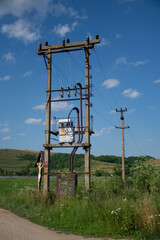 Old electrical transformer in Agnita, Sibiu, Romania, July, 2021,