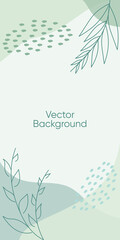 Abstract leaves vector modern stories background. Geometric floral illustration background. Hand drawn pastel colored background. Abstract pastel patterns for social media story, poster, invitation, b