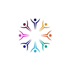 Colorful People Together, Coworking People, People Union, Multicultural People Team, Teamwork, Business People Sign, Symbol, Logo isolated on White