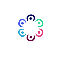 COLORFUL PEOPLE TOGETHER SIGN, SYMBOL, LOGO ISOLATED ON WHITE