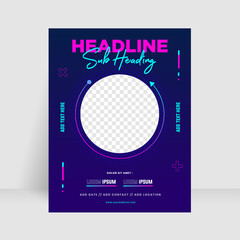 Electro Music Party Flyer Template, Urban Style with glow in the dark concept