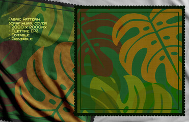 template  scraf motif green olor with motif leaf