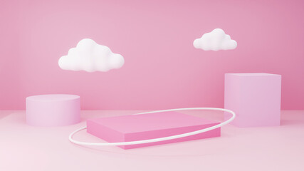 3D Mock up scene for product display presentation, abstract composition background, pink color theme