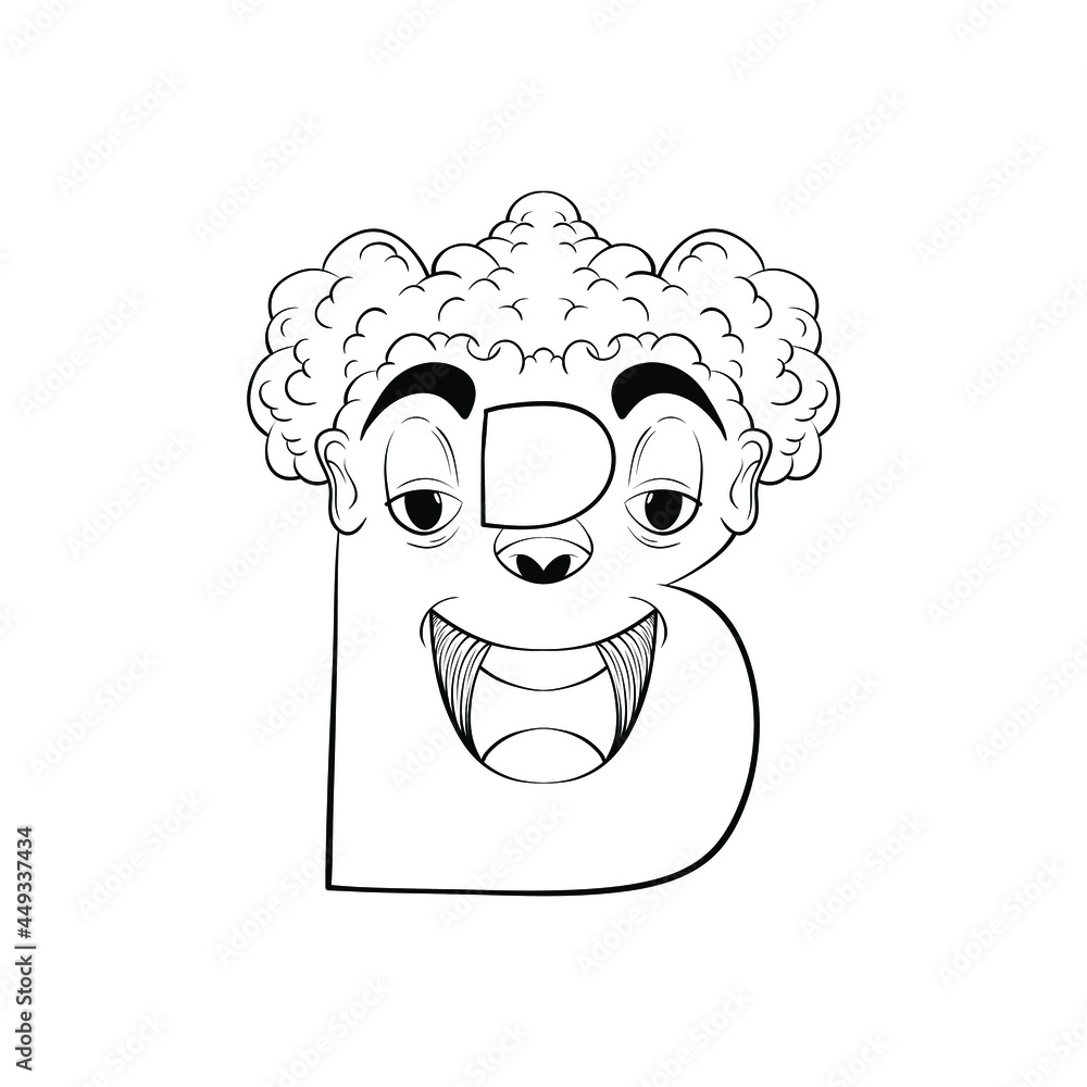 Fototapete outline sketch alphabet character b. handraw sketch alphabet.