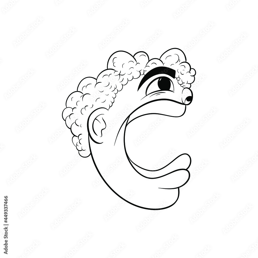 Fototapete outline sketch alphabet character c. handraw sketch alphabet.