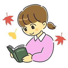 読書する女の子　読書の秋