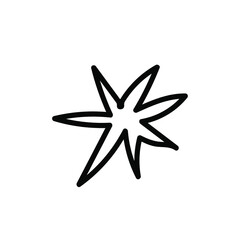One vector Christmas doodle with a Star.Holiday simple illustration with black line on isolated white background.Designs for cards, packages,social media,web,stickers, logos