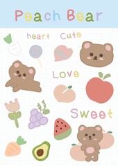 Cute bear sticker set, baby bear sticker set