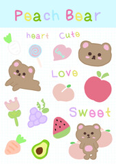 Cute bear sticker set, baby bear sticker set