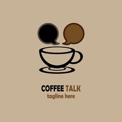 Coffee Talk Logo. Flat Vector Logo Design Template Element for Coffee Shop, Cafeteria and Restaurant Logos.