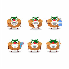 A picture of pie christmas cartoon design style keep staying healthy during a pandemic