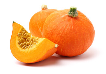 Orange pumpkin on white background 