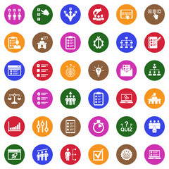 Testing Icons. White Flat Design In Circle. Vector Illustration.