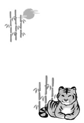 水墨画風の寅年の年賀状