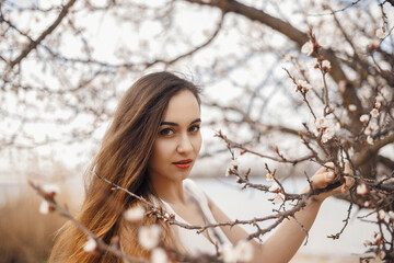 girl outdoors in spring