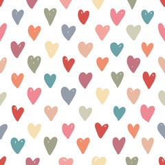 Colored Hearts pattern. Hand drawing. Vector illustration