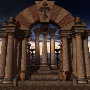 3d illustration of an fantasy background with a mystical atmosphere 
