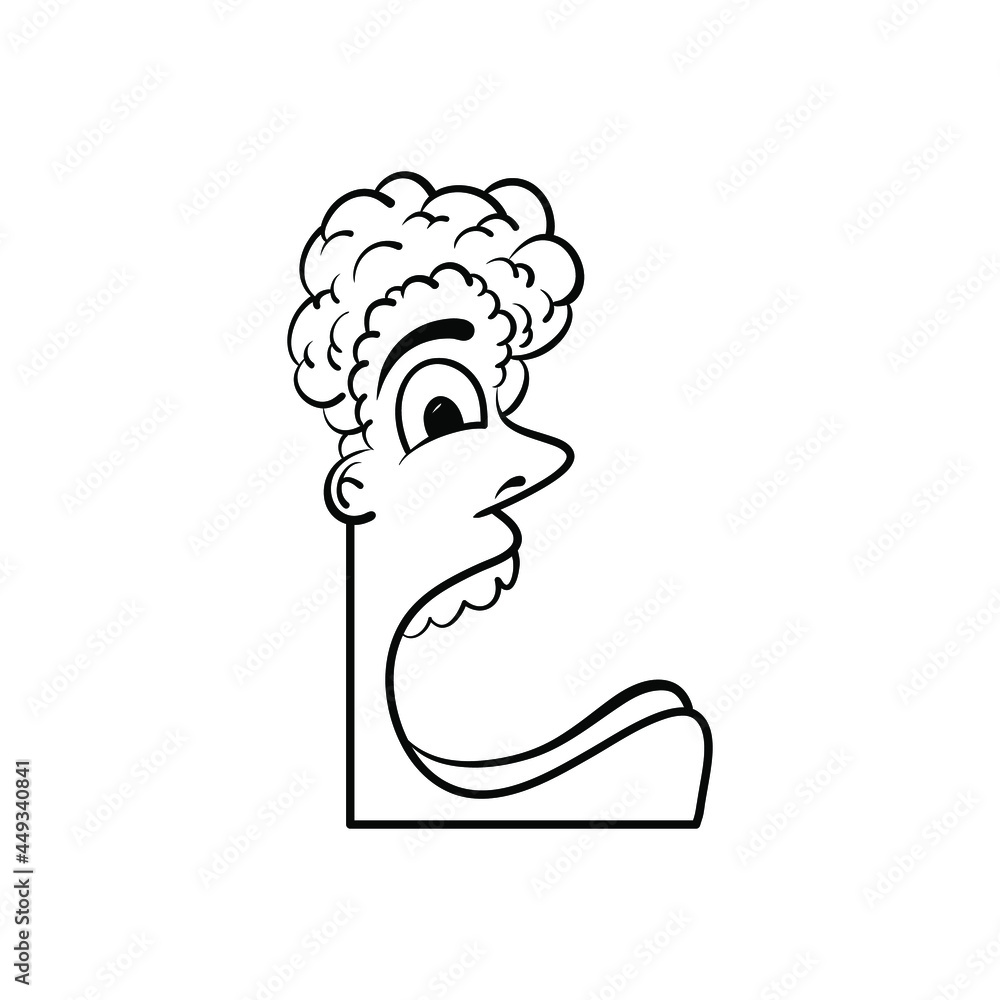 Fototapete outline sketch alphabet character l. handraw sketch alphabet.