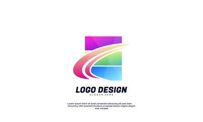 stock abstract creative idea logo rectangle and arrow for company and business gradient color design template