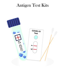 Antigen test kits (ATK) for COVID-19 illustration isolated on background.  