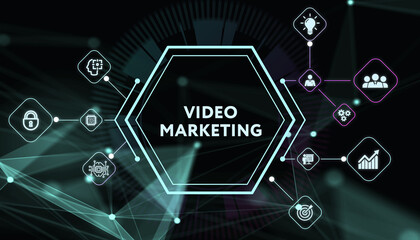 Video marketing and advertising concept on screen.  Business, Technology, Internet and network concept