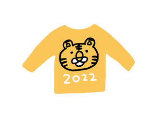 トラの顔付きセーター　ケイ線なし　2022年賀用