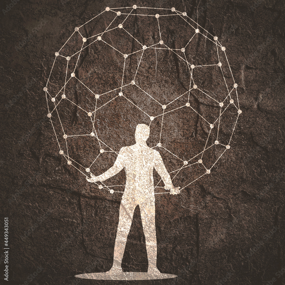 Canvas Prints man holding abstract geometry shape in his hands