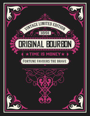 Whiskey label with old frames