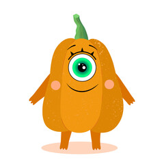 Smiling pumpkin on a white background. Halloween