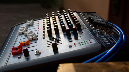 Sound music mixing equipment for creating sound effects.