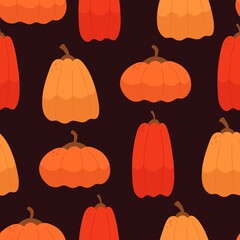 Autumn seamless pattern with cartoon pumpkins. season. nature theme. Design for fabric, print, textile, wrapping paper