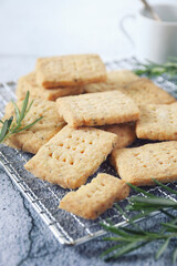 Rosemary Shortbread Cookies and coffee