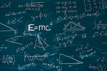 Blackboard with math lesson written on it