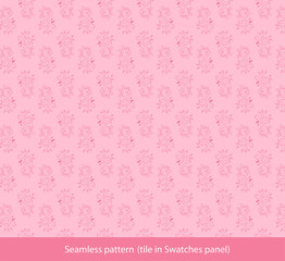 Seamless pink vector background. Elegant pattern, floral ornament.