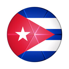 Glass light ball with flag of Cuba. Round sphere, template icon. Cuban national symbol. Glossy realistic ball, 3D abstract vector illustration highlighted on a white background. Big bubble