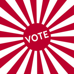 Voting clipart of Japan Rising sun flag of Imperial Japanese army with word 