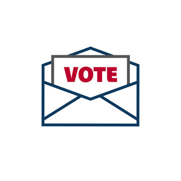 recommend clip art: Election voting ballot card clipart in the mail envelope for advance voting during pre election period. General election and democracy concept.