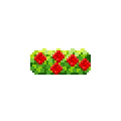 Rose bush pixel art. Decorative bush pixel art. Vector illustration. Valentine's Day.	