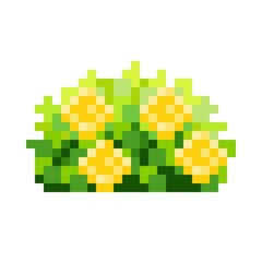 Rose bush pixel art. Decorative bush pixel art. Vector illustration. Valentine's Day.	