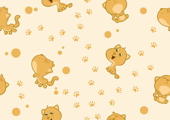 cute cat cartoon seamless