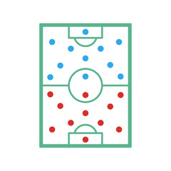 football field icon, football tactics, on a white background, vector illustration