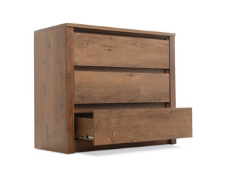 Wooden chest of drawers isolated on white