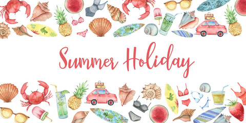Watercolor summer banner