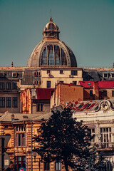 Beautiful view of the historical buildings of Bucharest City, Romania