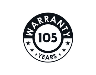 105 years warranty logo isolated on white background