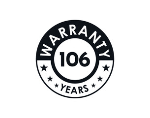 106 years warranty logo isolated on white background
