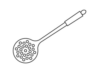 black kitchenn skimmer spoon icon- vector illustration